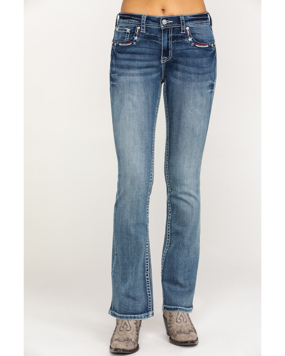 Grace in LA Women's Easy Fit Medium Wash Pleated Flare/ Trouser Jeans HL-S274-32 
